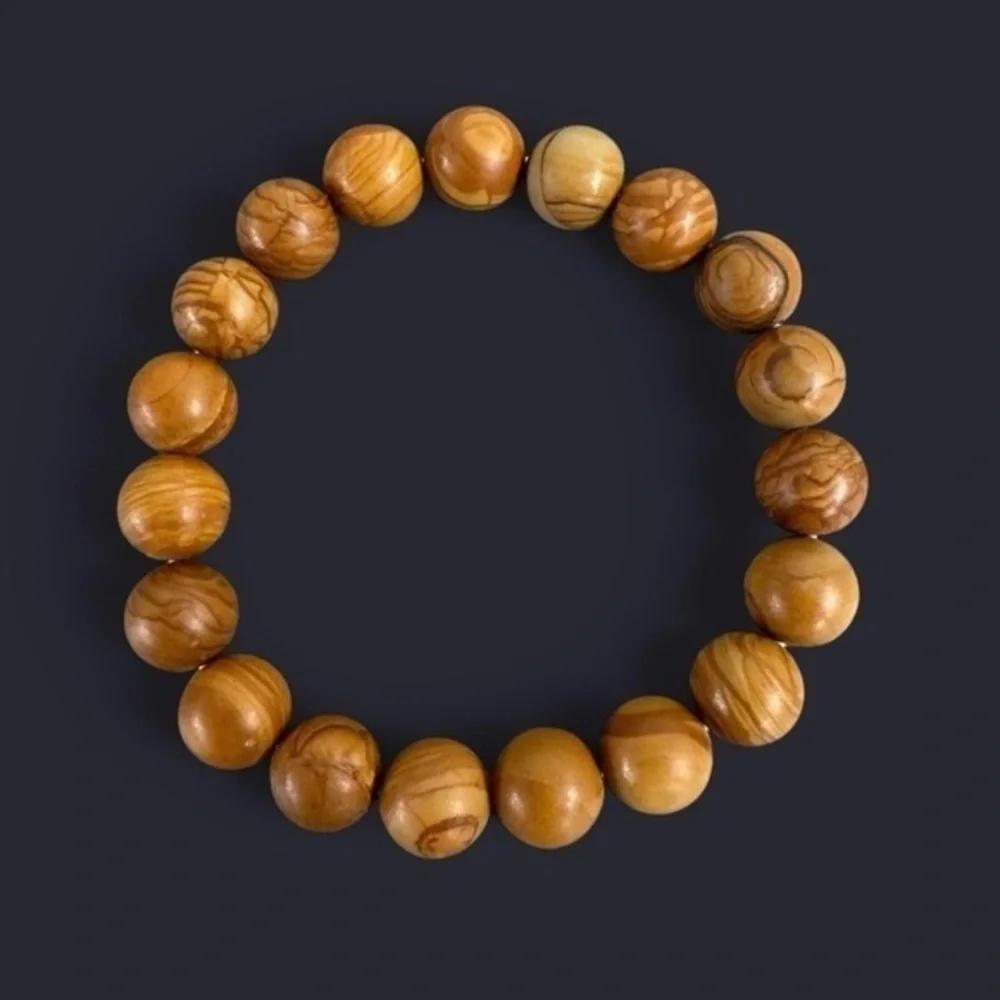 Wood Jasper Gemstone Bead Bracelet 10mm